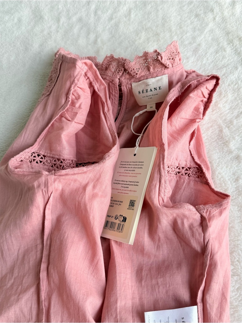Sezane NWT Tomoe Rose Embroidered High Neck Long Sleeve Blouse FR 38 US S (6) - Picture 10 of 12